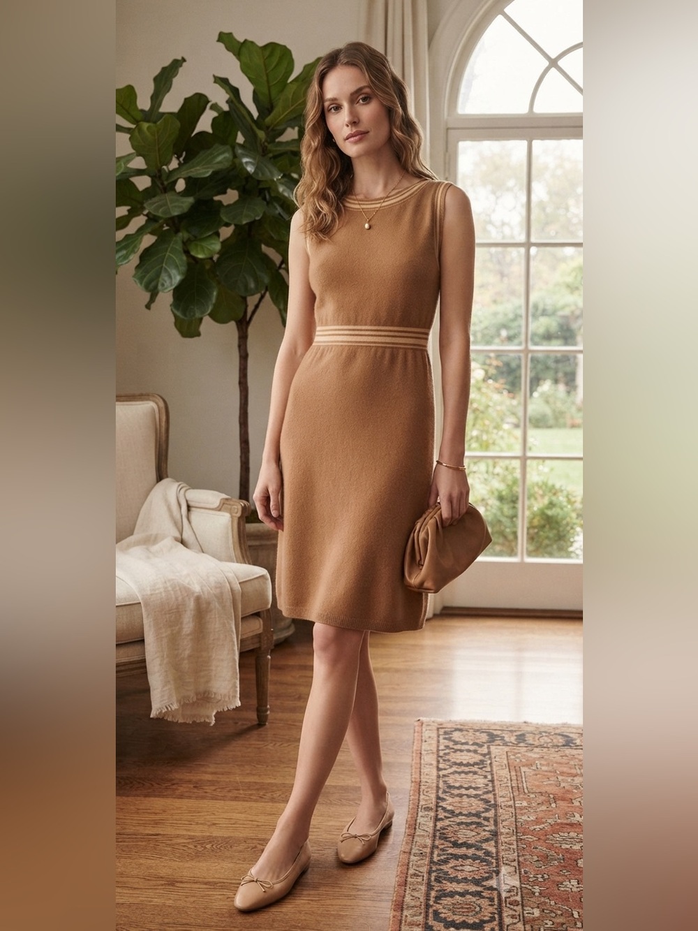 Ella moss brown cashmere dress